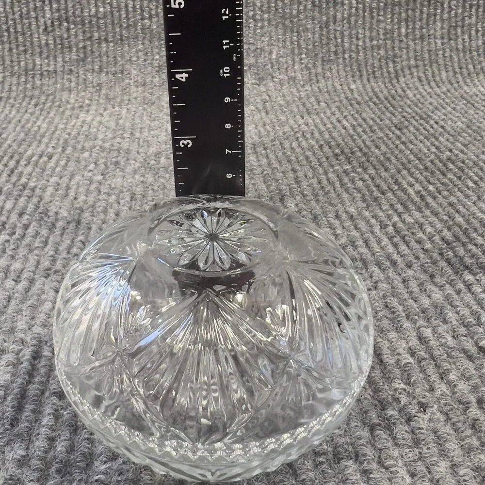 VTG KIG Malaysia Clear Glass Dish Bowl Depression Style Candy Nut Lid Set Of‎ 2